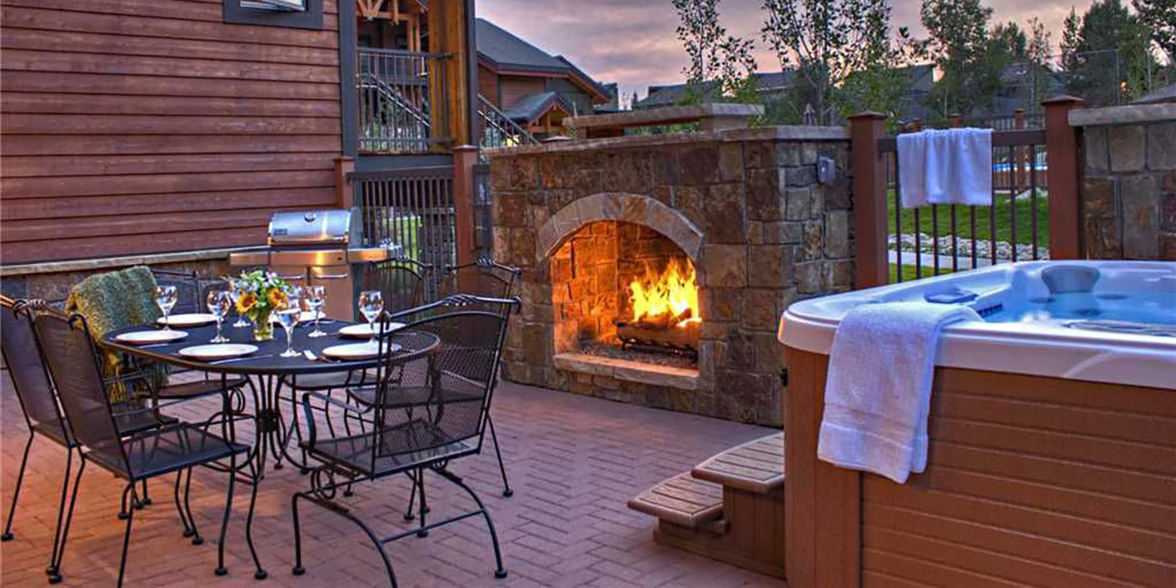Fireplace and Hot Tub